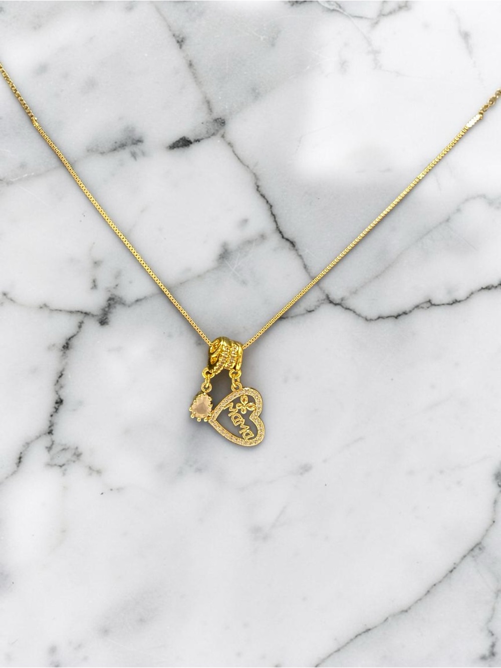 Gold Heart 'Mama' Pendant Necklace